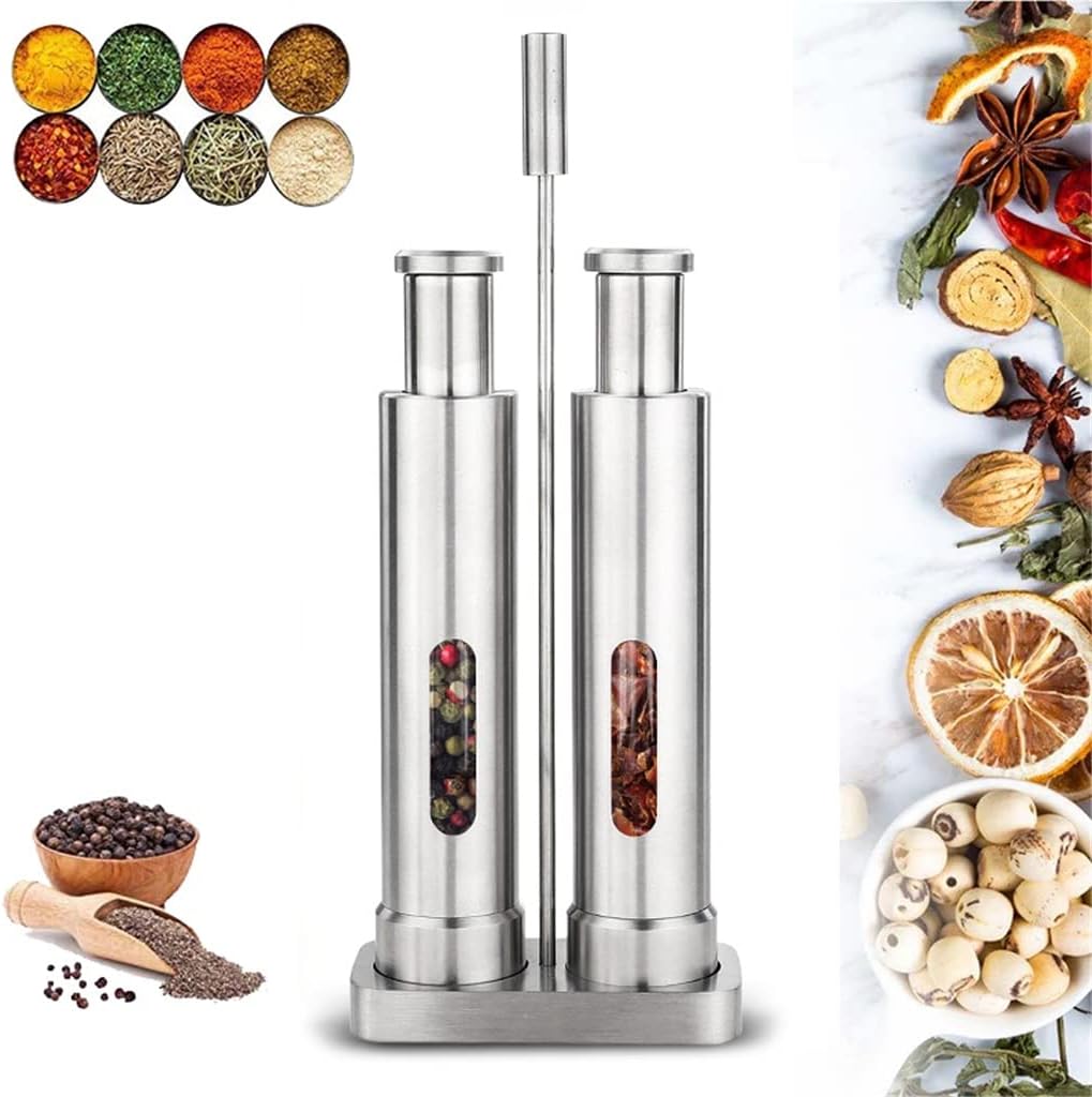 Manual Pepper Mill Salt Shakers Thumb Push -handed Grinder Stainless Steel Spice Sauce Grinders Stick Kitchen Tools