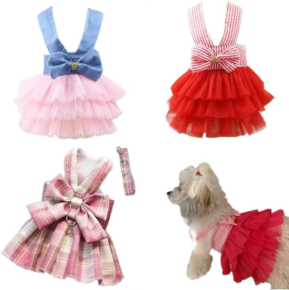 Clopon Female Dog Clothes Doggy Tutu Yorkie Dresses for