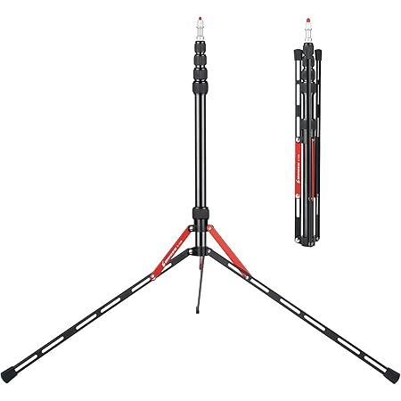BESNFOTO Photography Travel Light Stand Tripod Portable Aluminum Lightweight 220cm/ 7ft Photo Studio Tripod for Strobe Reflector Samll Softbox Video Shooting Background Light with Carrying Bag