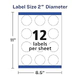 Avery® Printable Labels with Sure Feed®, 22877, Round, 2" Diameter, Matte White, 300 Customizable Labels – view 7