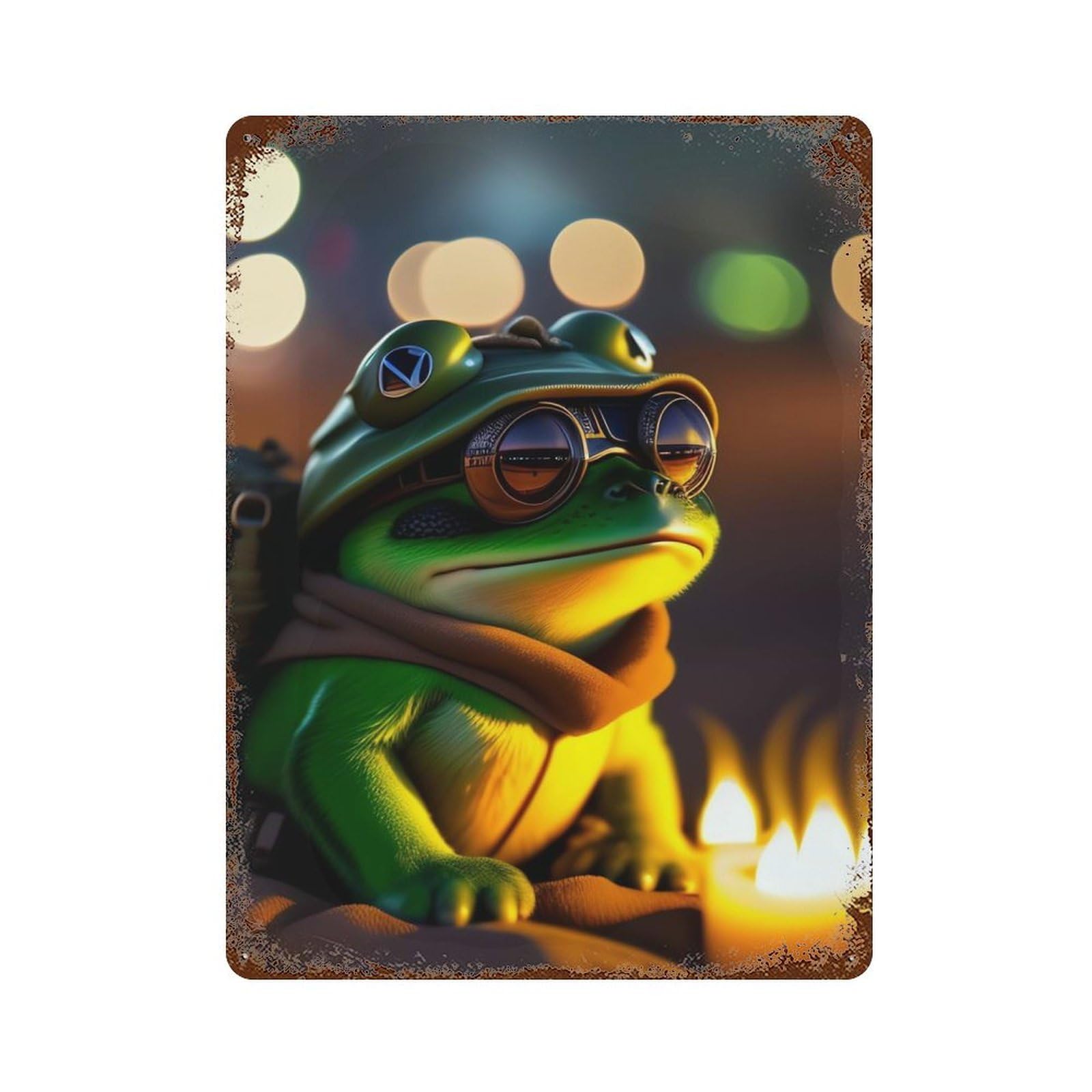 Frog Portrait Decorative Tin Sign 15.7"x11.8", Ideal for Basement, Hobby Room And Garage Decor
