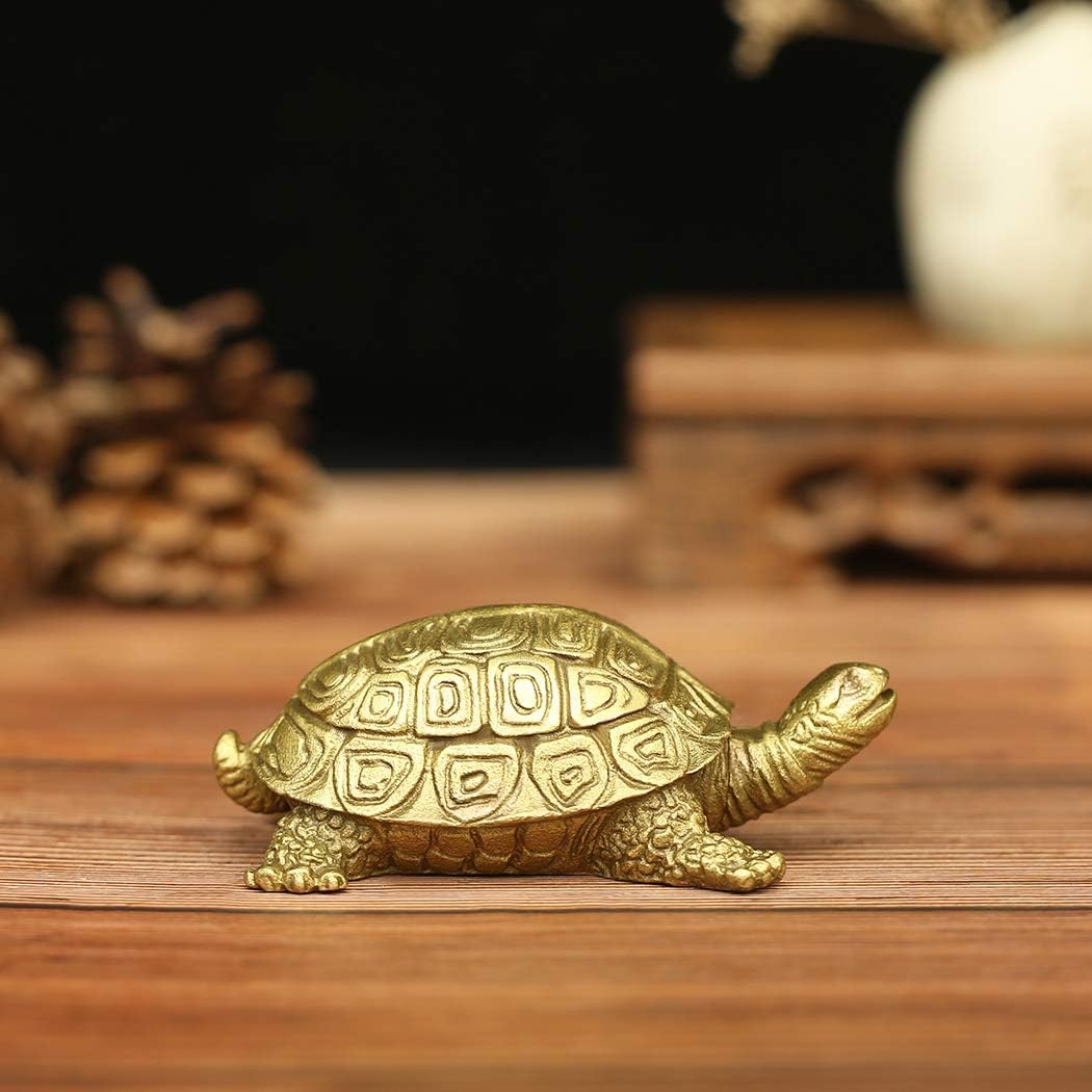 BRASSTAR Brass 3.2"(L) Feng Shui Turtle/Tortoise Statue for Feng Shui Home Office Decor Figurine Gift Collection