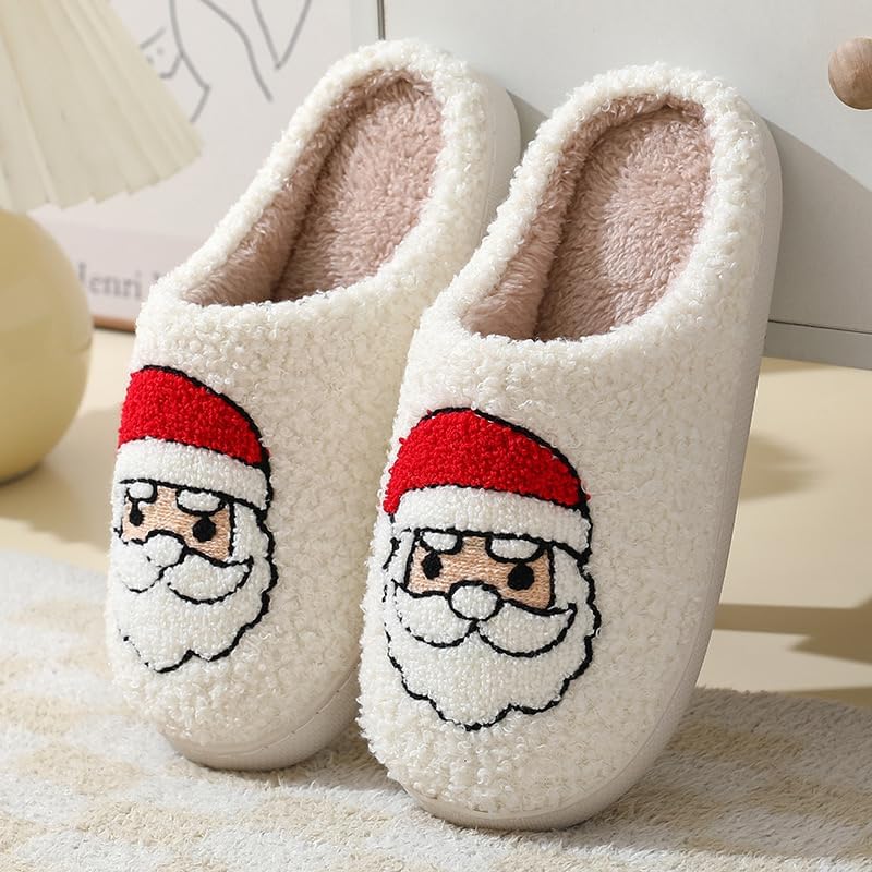 Unisex Xmas Elk Shoes Santa Reindeer Cute Strawberry Cartoon Christmas Tree Pink Bow Memory Foam Soft Plush House Slippers Indoor/Outdoor - Image 3