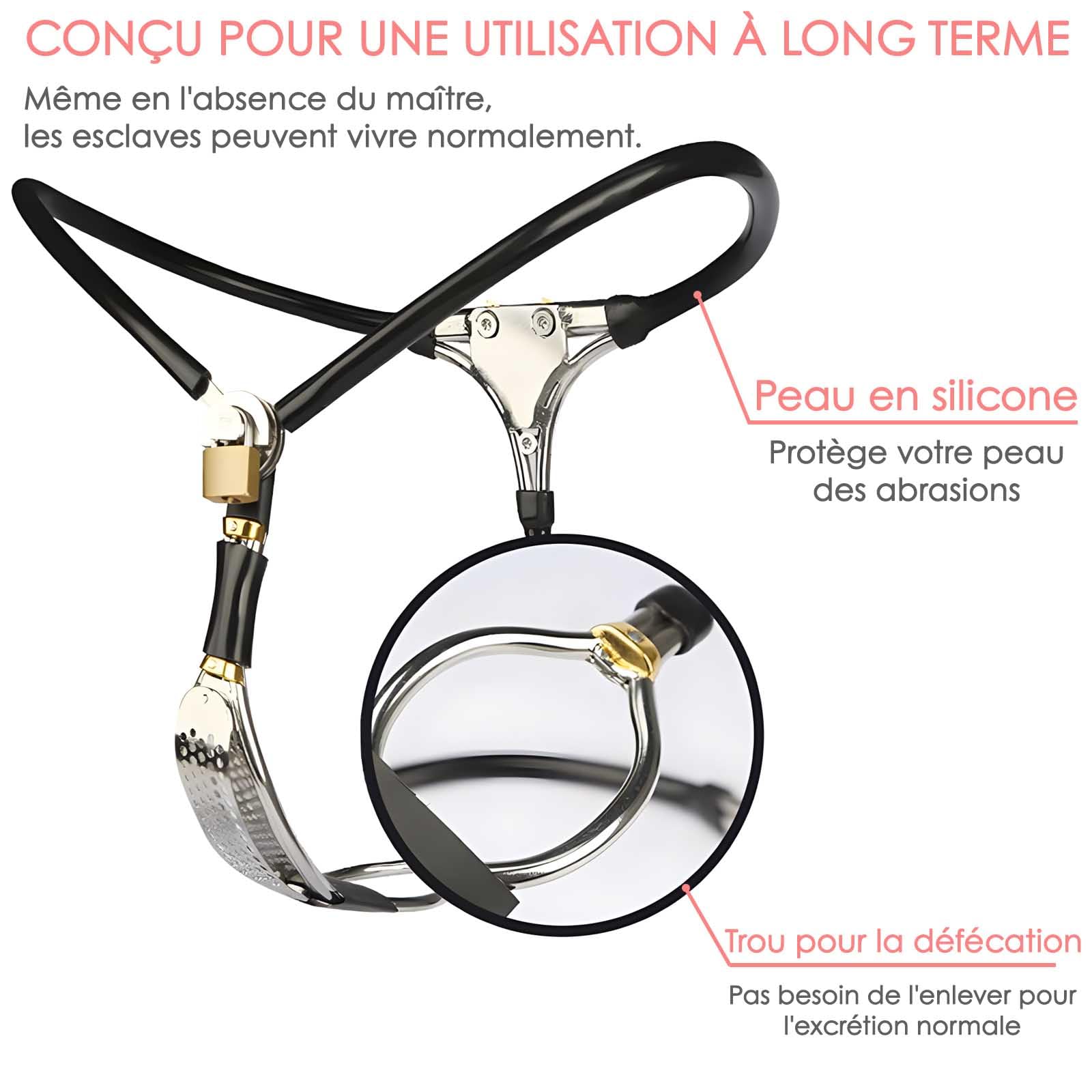 Female Chastity Belt - Invisible Lockable Stainless Steel T-Back Chastity Device for Women BDSM Bondage Panties Adult Sex Toy
