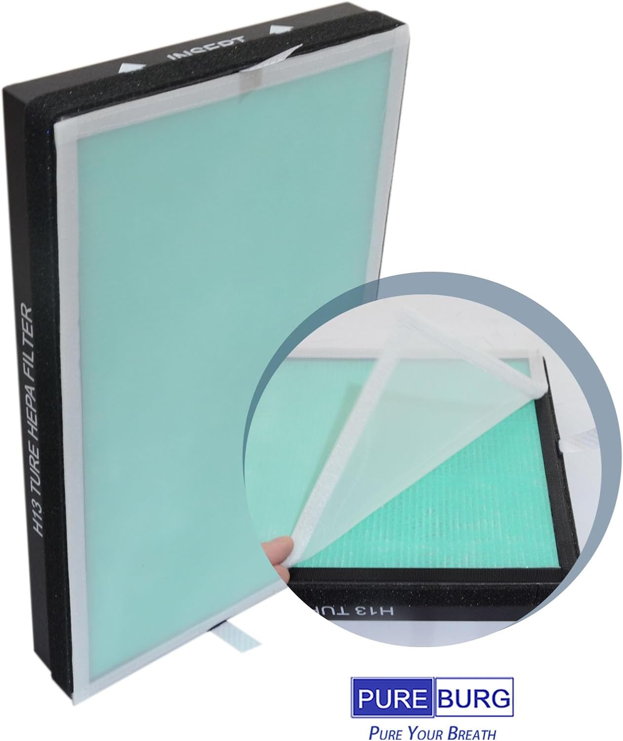 PUREBURG Replacement Filter Compatible with Elechomes P300 & Storebary C380 Air Purifiers, 2-Pack H13 True HEPA Activated Carbon 2-in-1 For Air Clean Dust VOCs Odor