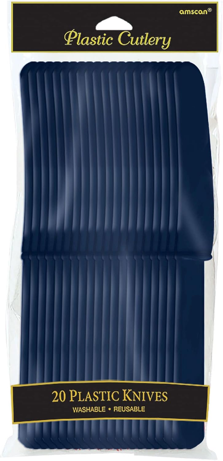 Elegant True Navy Plastic Knives (Pack Of 20) - Eco-Friendly, Durable & Eye-catching, Perfect For Parties & Events