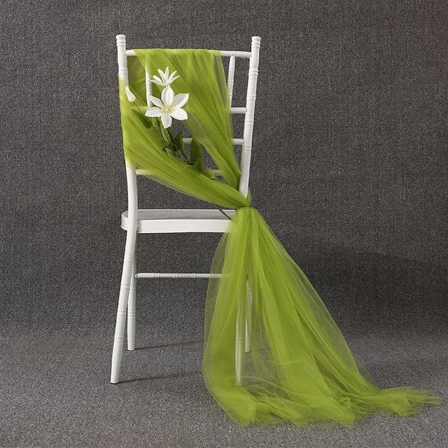 10pcs Chair Decoration Thread Sash Wedding Hotel Party Chair Streamer Wedding Arch Drape Fabric Voile Blue Wedding Sash-Pink, 10pcs (Green 10pcs)