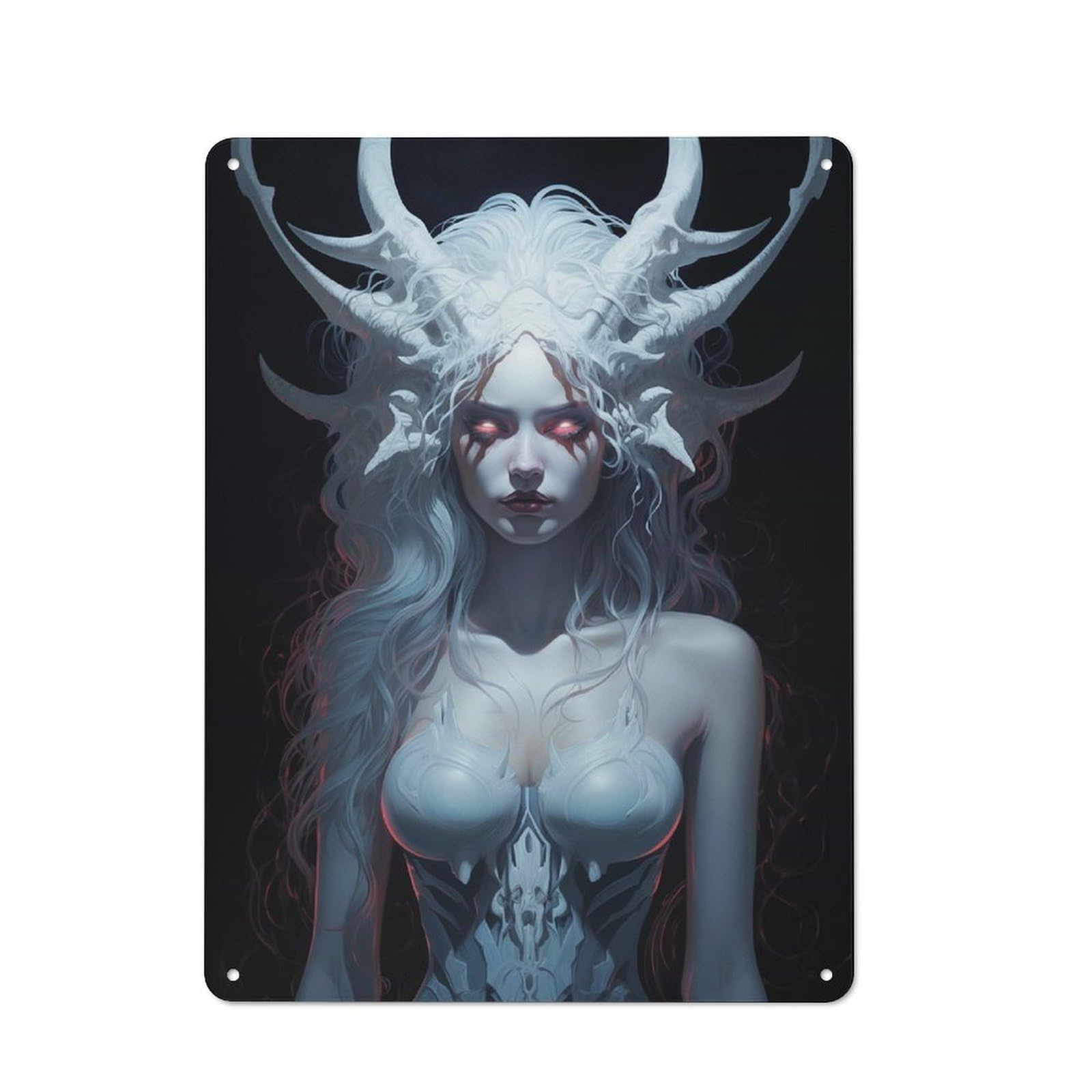 Junmoney Girls Style-8 Metal Plaque 40X30cm With White Demon For Pub Or Café, Retro Decor, For Pub Decor Enthusiasts Refreshing A Room In Autumn