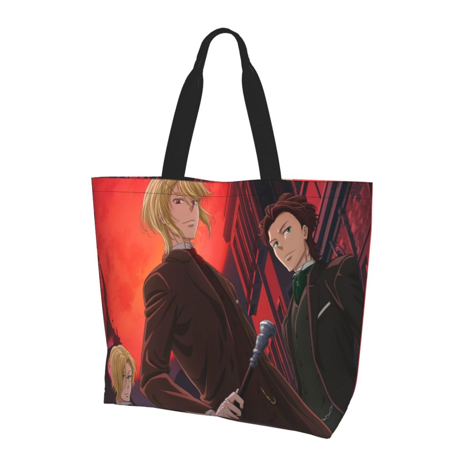 憂国のモリアーティ 女性の買い物袋 大容量 トートバッグ ショルダーショッピングバッグ 肩掛け い物袋 グッズエコバッグ ワンショルダー ショルダーバッグ 収納バッグ 防水 手提げ袋 買