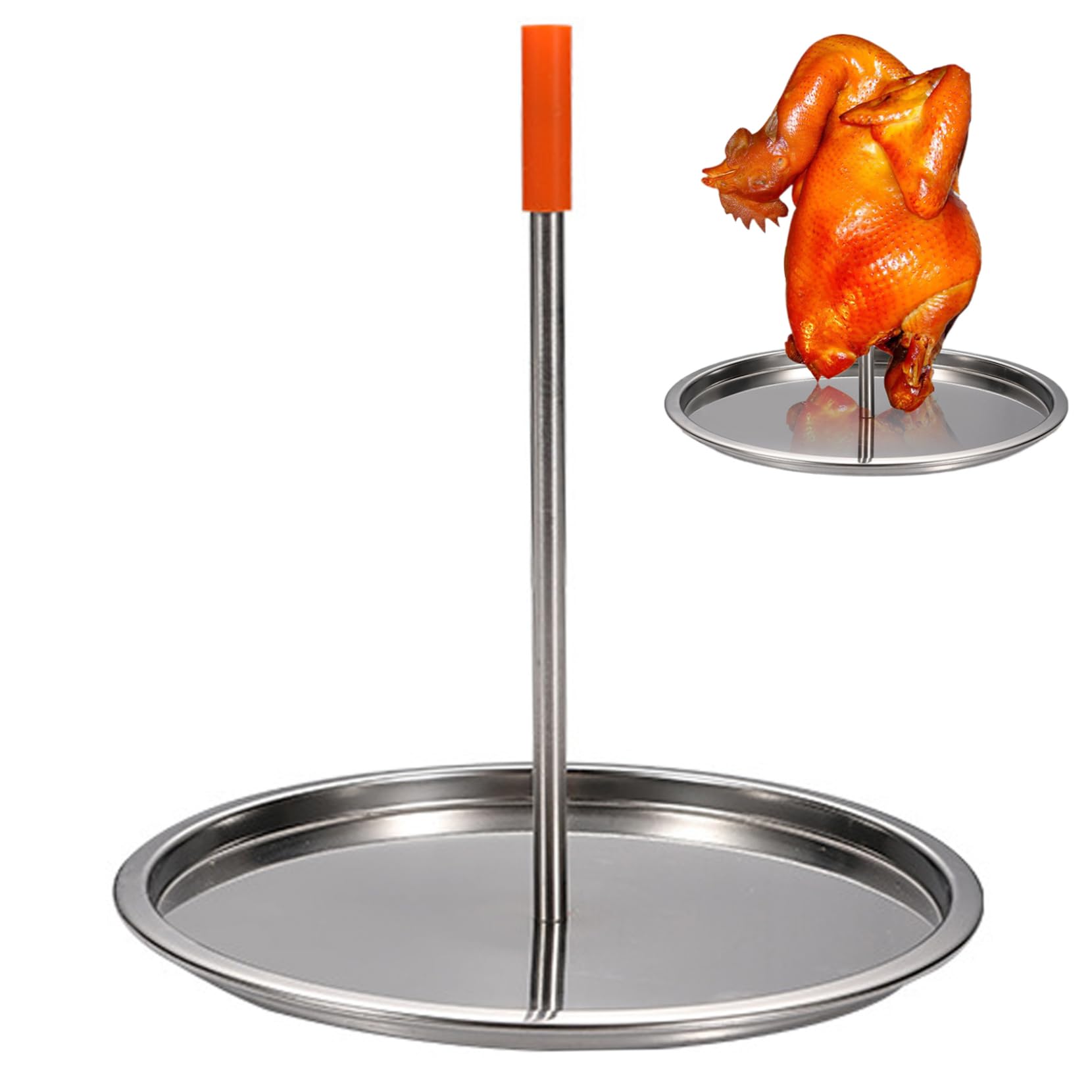 Brochetas verticales de acero inoxidable para asar a la parrilla, soporte pulido con tapa de silicona desmontable y lavable para kebab
