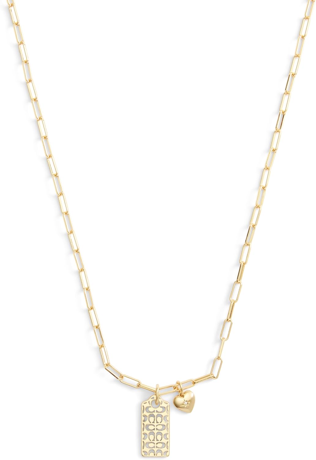 COACH Women's Signature Quilted Cut-Out Hangtag Pendant Necklace