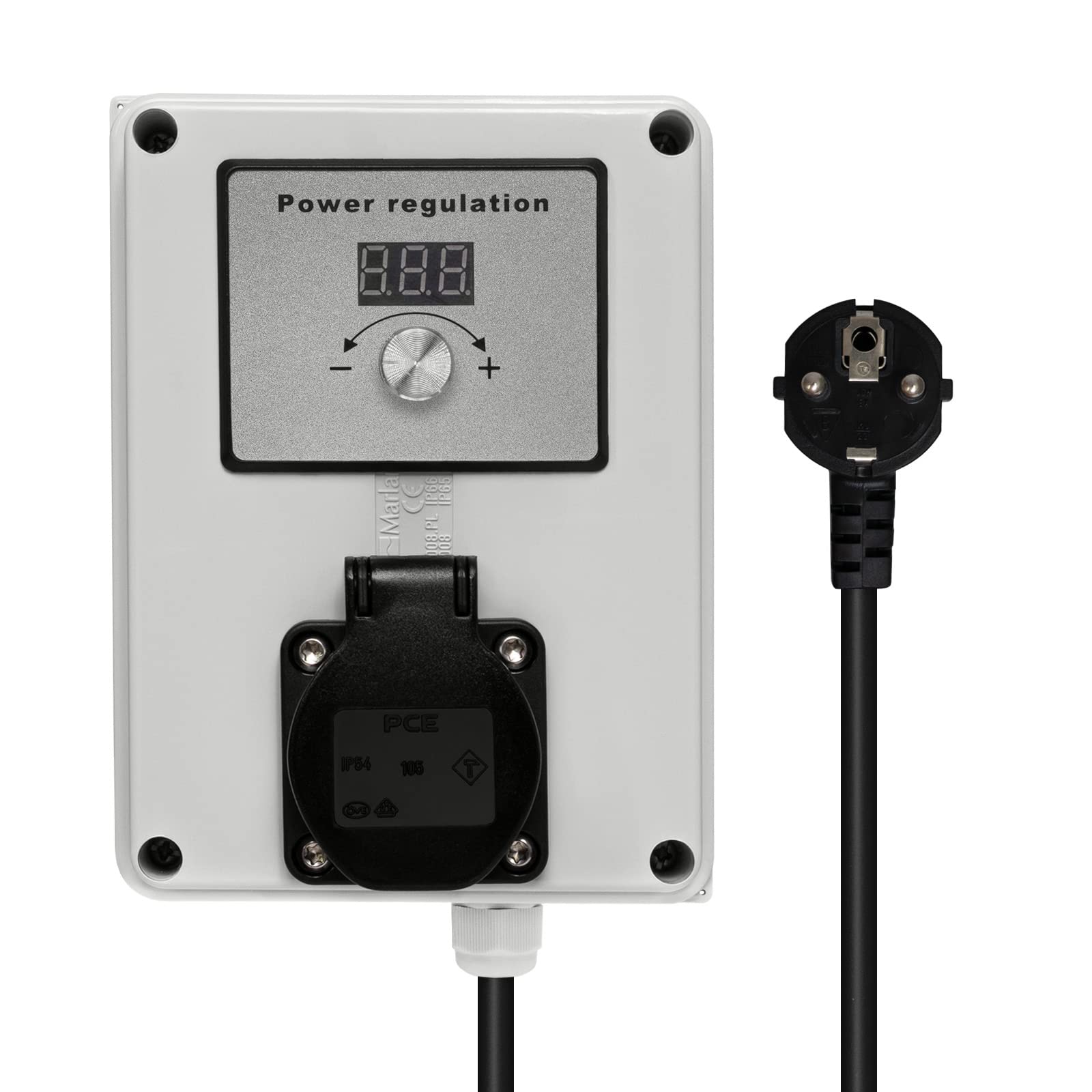 3500 Watt Dimmer Leistungsregler Drehzahlregler 0-100% LCD-Display IP41 - Spannungsregler 230V für Lüfter, Bohrmaschine, Trafo, Kappsäge, Motor