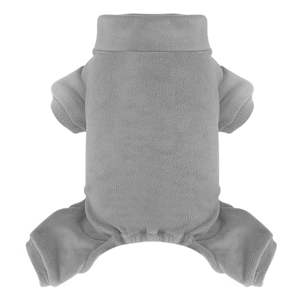 Fleece Dog Pajamas Turtleneck Thermal Dog Pjs Dog Jumpsuit Pet Outfits Warm Dog Onesie Soft Puppy Clothes for Small Sized Dogs and Cats (Grey, Medium)
