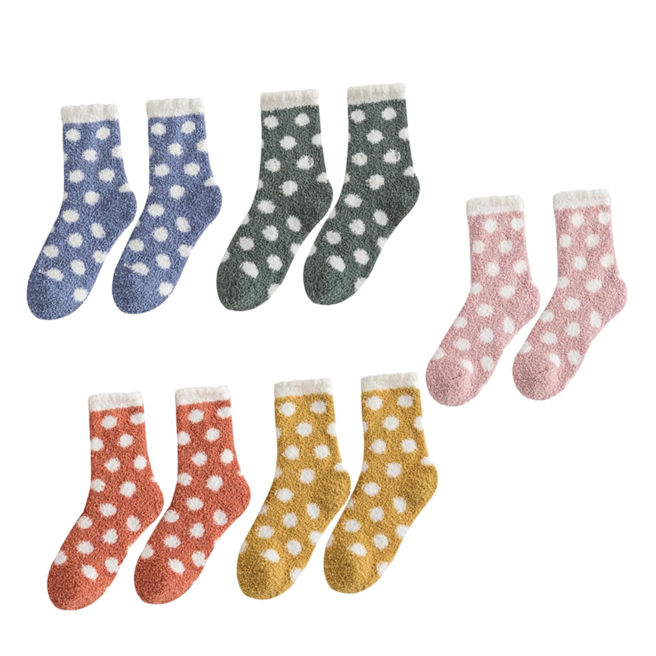 5 Paia Calzini Caldi per Dormire Donna Calzini Invernali Spessi in Coral Fleece Calze da Notte Antiscivolo per Casa Design Elastico e Traspirante Colorati e Confortevoli