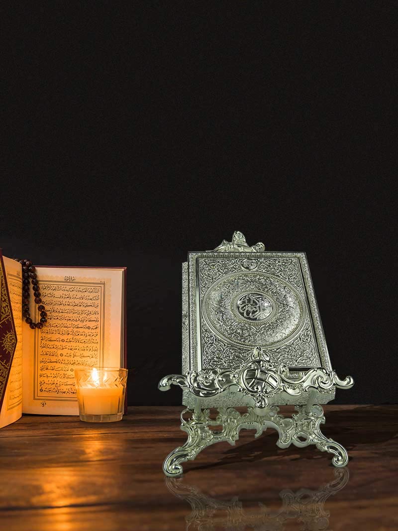 Quran Box With Crystal Silver 30X25 centimeter