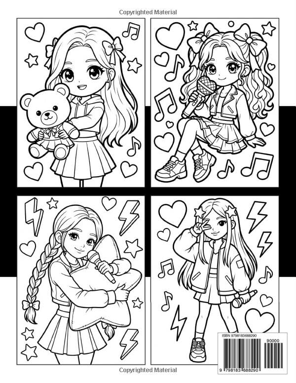K-Pop Coloring Book: Over 60 Fun Pages Featuring Cute Characters, Stylish Looks, And Modern Performance-Inspired Designs For Young Fans image 3