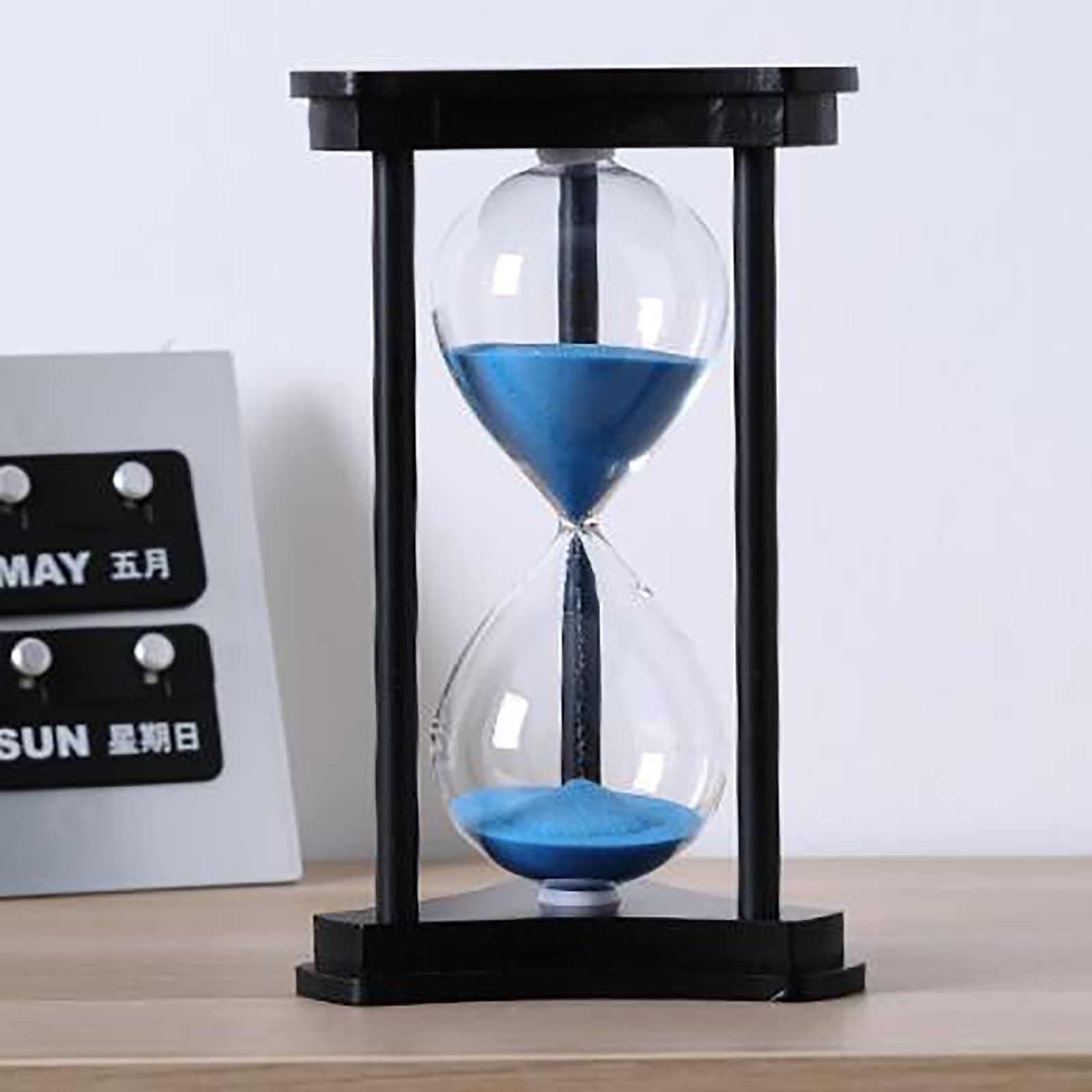 Temporizador, Temporizador de Reloj Arena, Decorativo con Marco Madera 15/30/60 Minutos(Black Frame Blue Sand,30 Minutes)