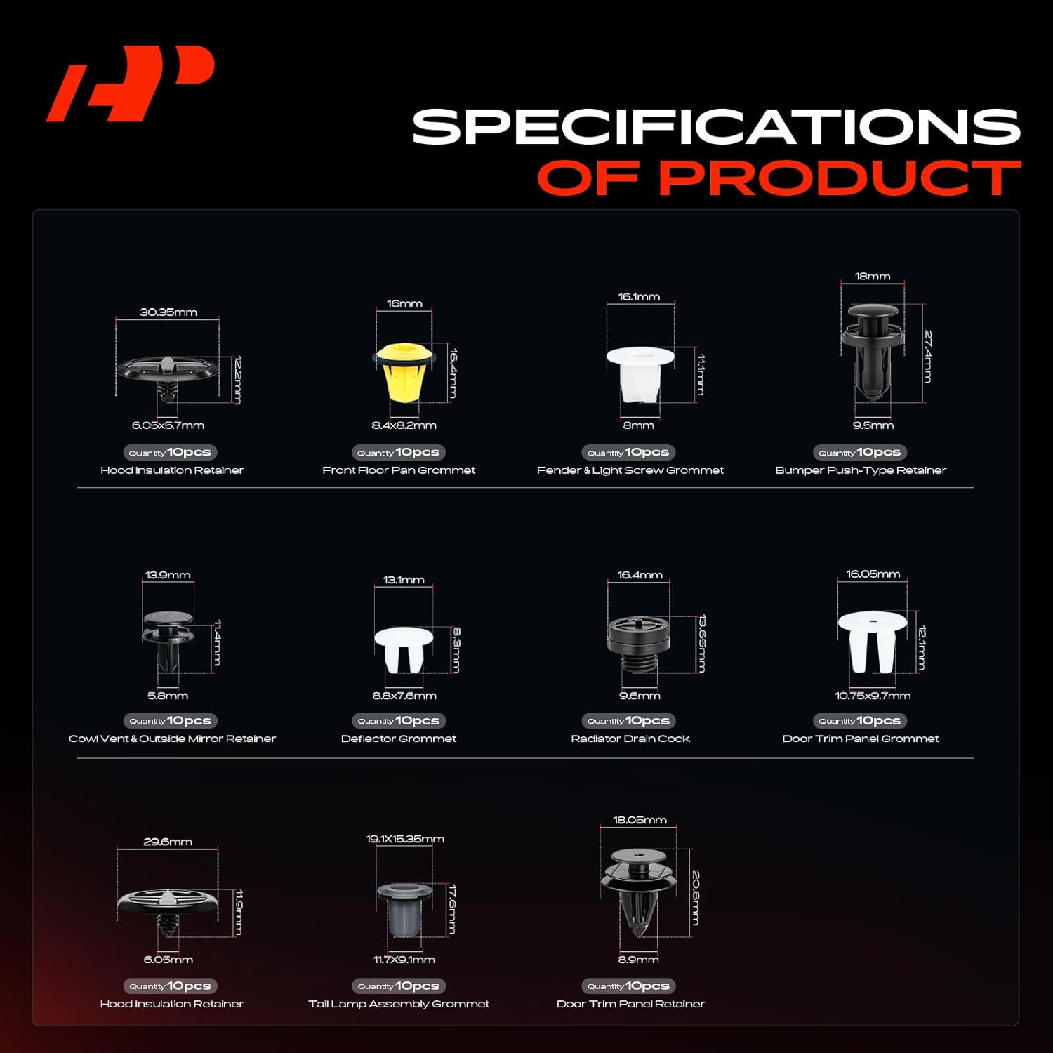 A-Premium 230PCS (23 Sizes/41 oz) Bumper Fender Retainer Clips Kit - Compatible with Nissan Pathfinder 2005-2012 - Hood Door Trim Panel Push Pin Plastic Nylon Rivet Fastener Set, w/Removal Tool