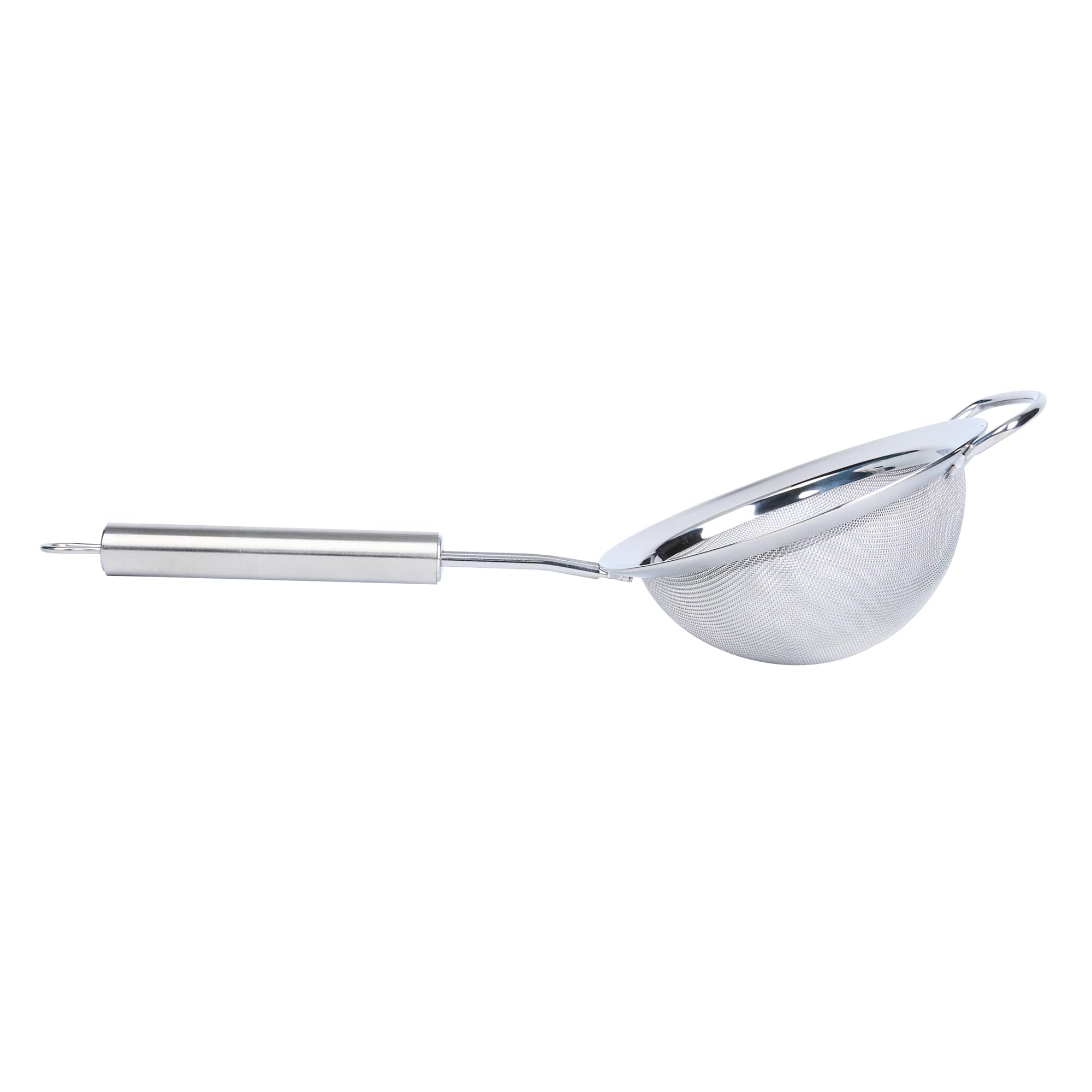Restaurantware - Tamiz de malla estándar alemán de 4.7 pulgadas, 1 colador de malla fina con asa, tamiz ultra duradero, apto para lavavajillas, colador de alimentos de acero inoxidable, para arroz,