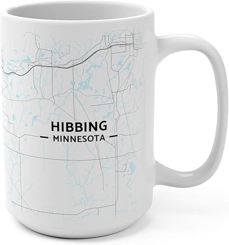 Miniatura 4 de Hibbing, Minnesota - Taza, diseño de mapa, Casual, Blanco