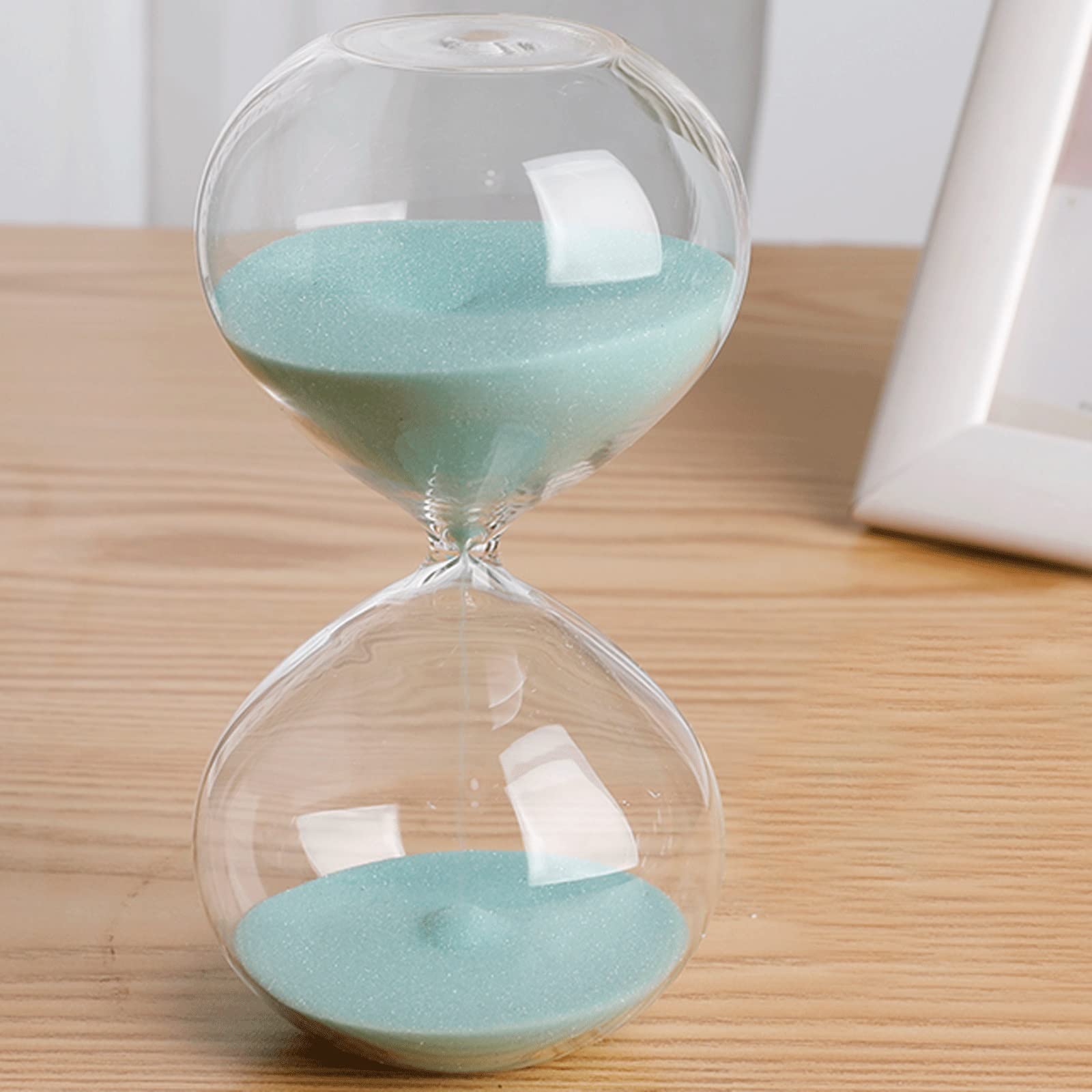 Reloj de Arena, Temporizador de Arena portátil 45/60 Minutos, Grande, Colorido, Vidrio Transparente y Liso(Mint Green,60 Minutes(14.5 * 7.5cm))