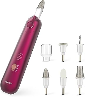 Professional Manicure Pedicure Kit, Electric Nail File Set, Cordless Electric Nail Drill Machine, 5 Speeds Hand Foot Care Tool for Nail Grind Trim Polish (Red)