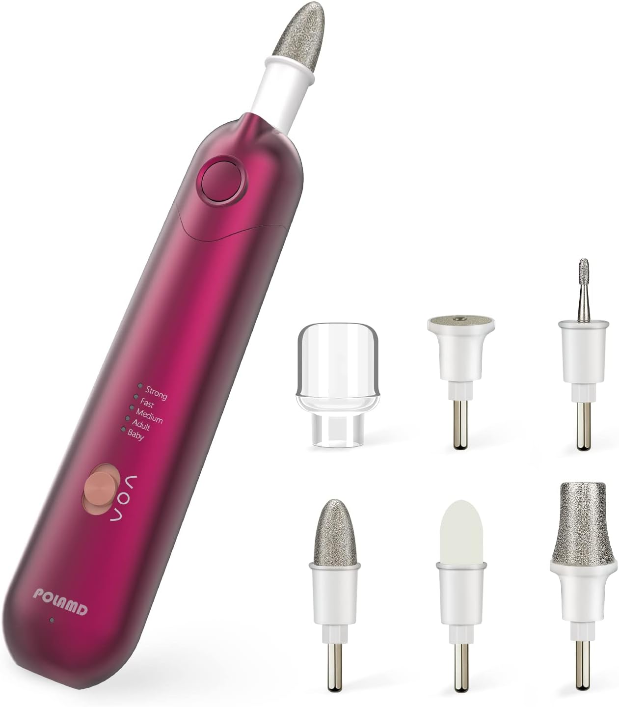 Professional Manicure Pedicure Kit, Electric Nail File Set, Cordless Electric Nail Drill Machine, 5 Speeds Hand Foot Care Tool for Nail Grind Trim Polish (Red)