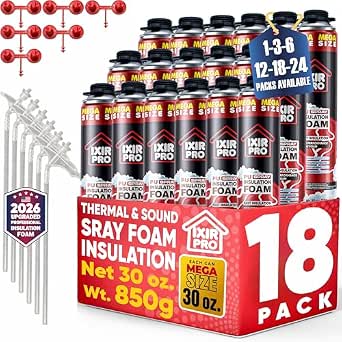 Spray Foam Insulation, 18 Pack x 30 oz, Expanding Foam Sealant Spray