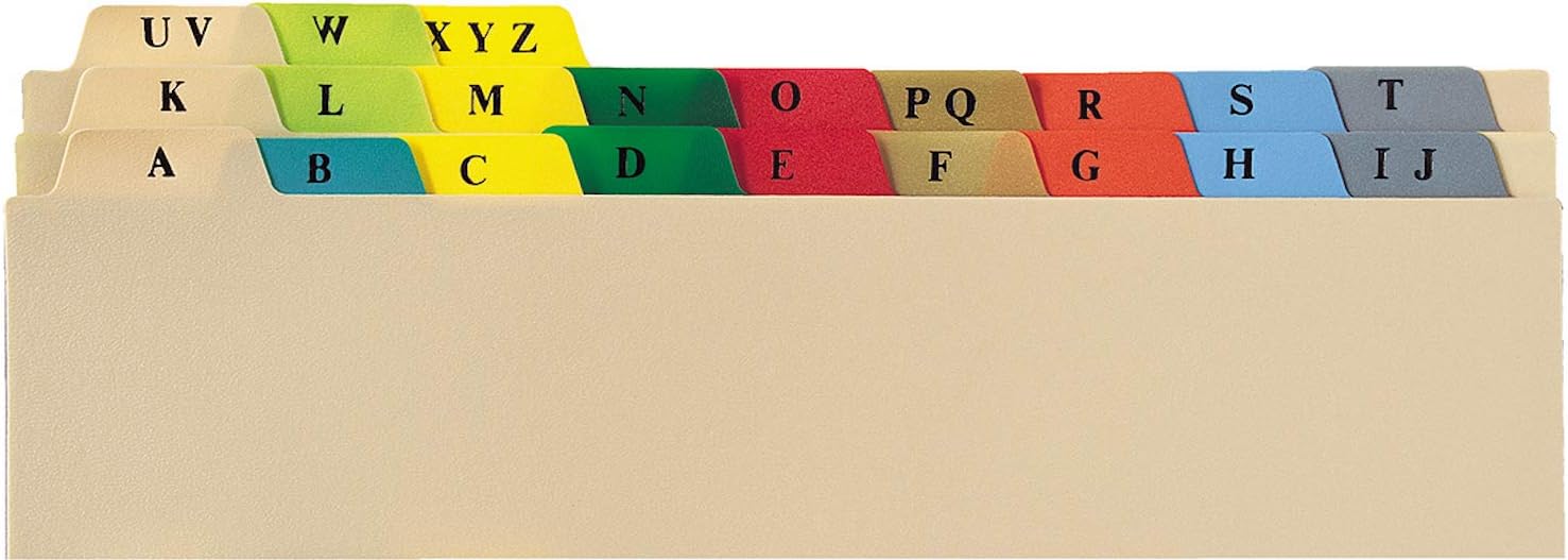 Carstens Heavy Duty Plastic Alphabet Divider Set, 21-Tab, Multi-Color, for Side-Opening 3-Ring Binders, 1 Set