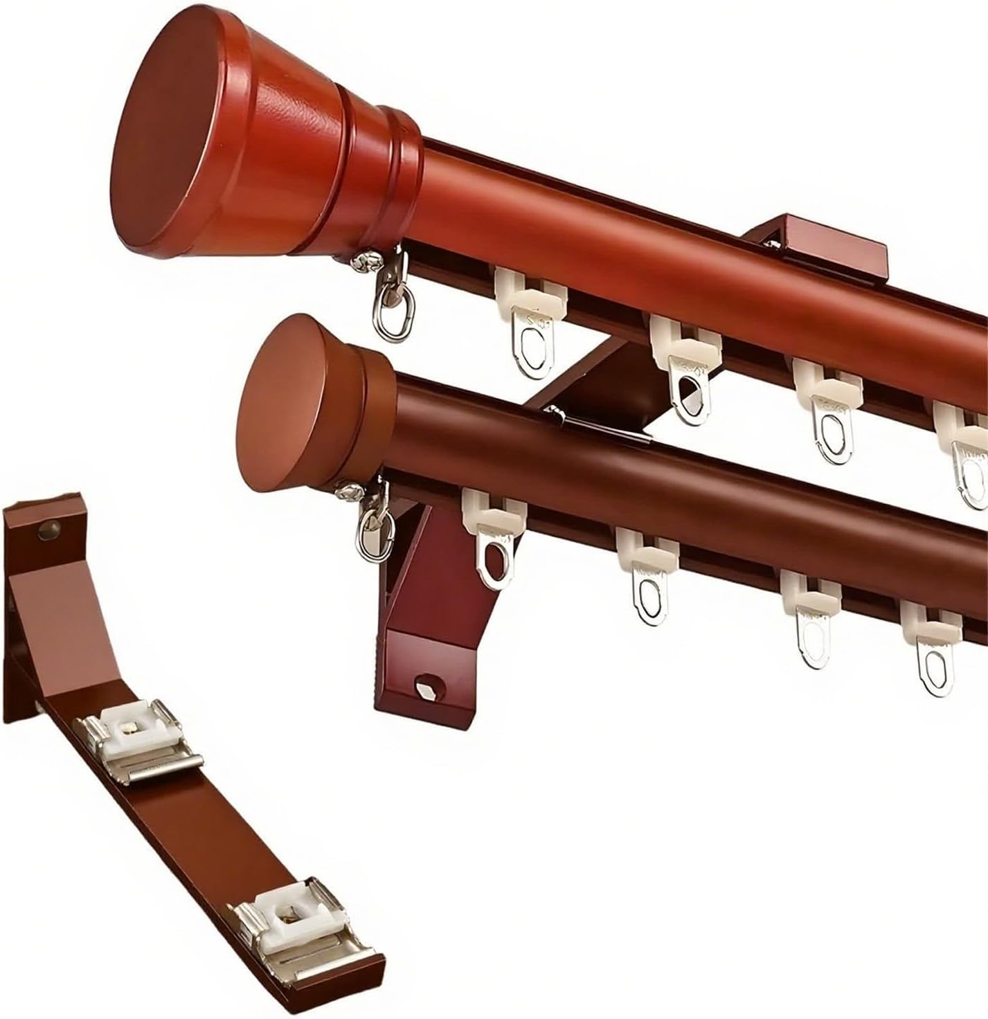 Double Rod for Windows Curtain, Metal Decorative Drapery Rods, Indoor Room Divider Rails Rod System for Bedroom/Bathroom/Door, Heavy Duty, Black, 3.3ft-13ft(Orange,230cm/7.5FT)