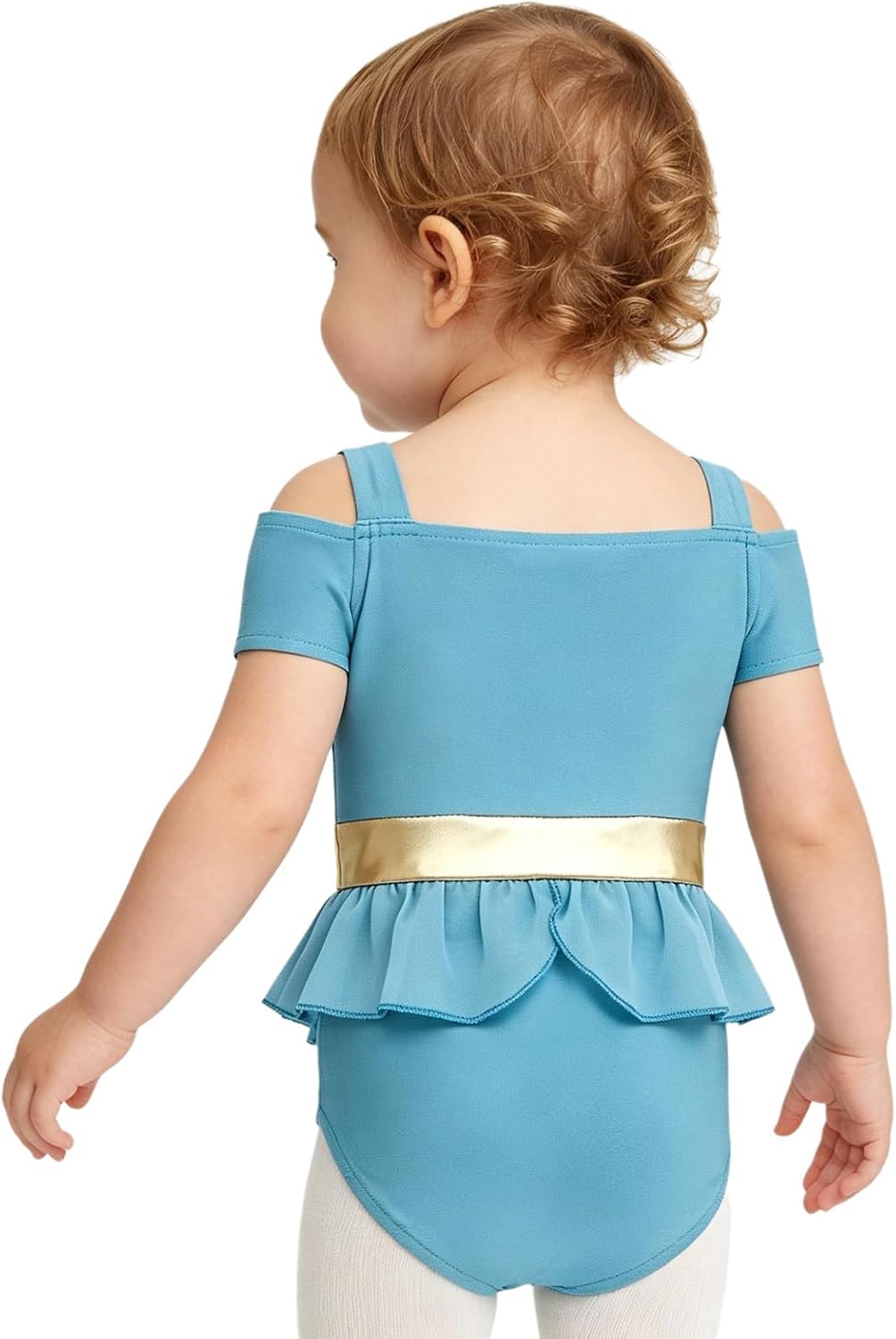 Baby Girls Princess Swimsuit Off Shoulder Swim Wear Dress Up One Piece Short Sleeve Bathing Suits