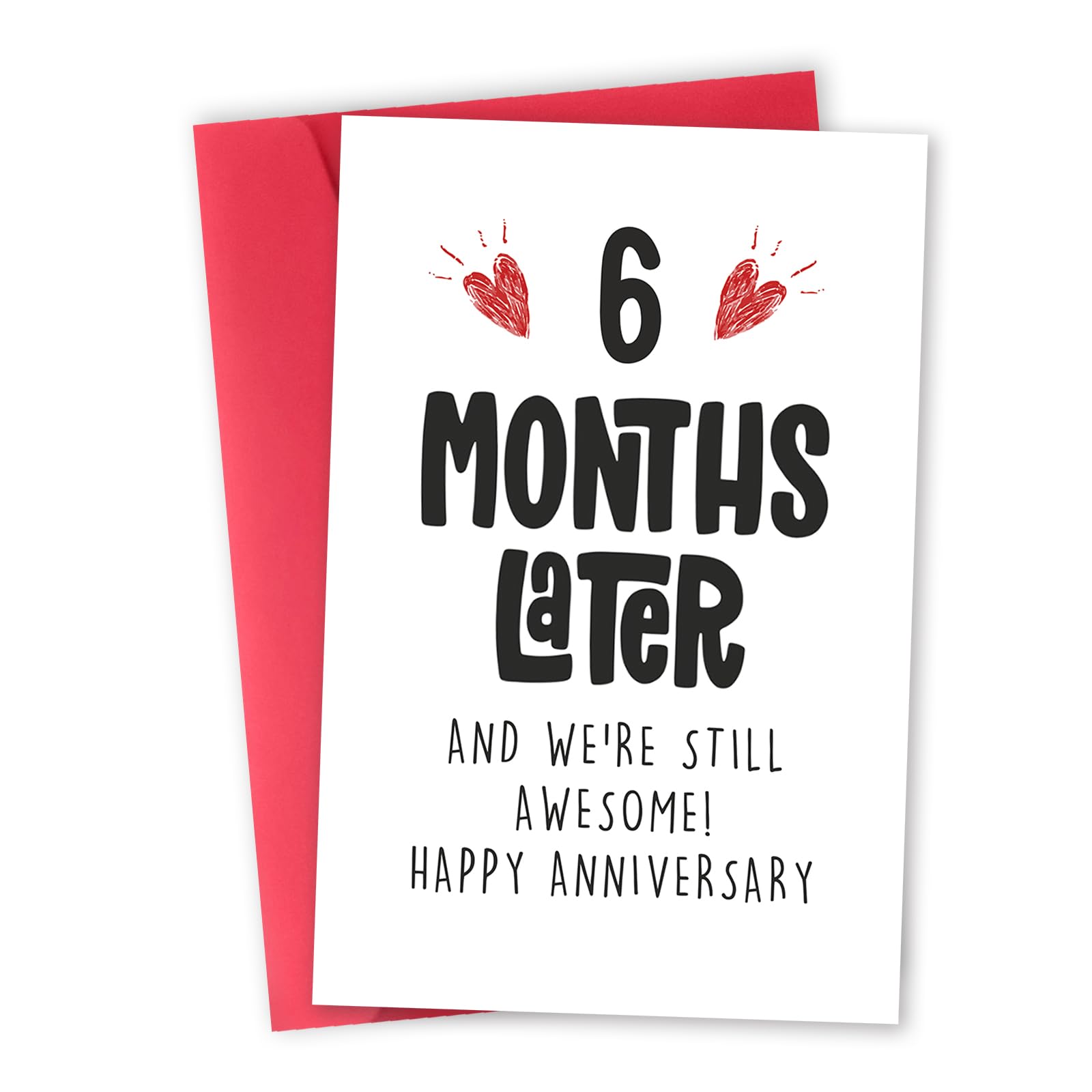 mmuue Funny 6 Months Anniversary Card for Him Her, Cute 6 Months Anniversary Card Gift for Boyfriend Girlfriend, Romantic Half A Year Anniversary Card