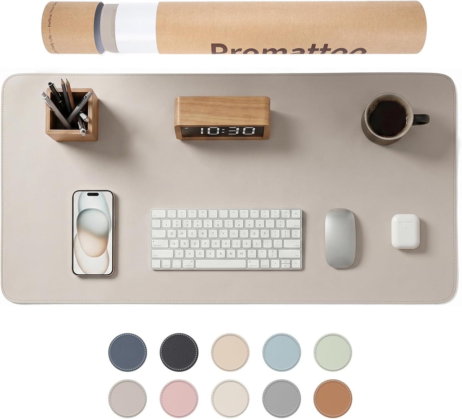Large Desk Pad Non-Slip Desk Mat Protector for Keyboard Mouse Waterproof Vegan Leather Surface Faux Leather Laptop Mat Smooth Mouse Pad Premium Gift Tube Stone Gray 47" x 23"