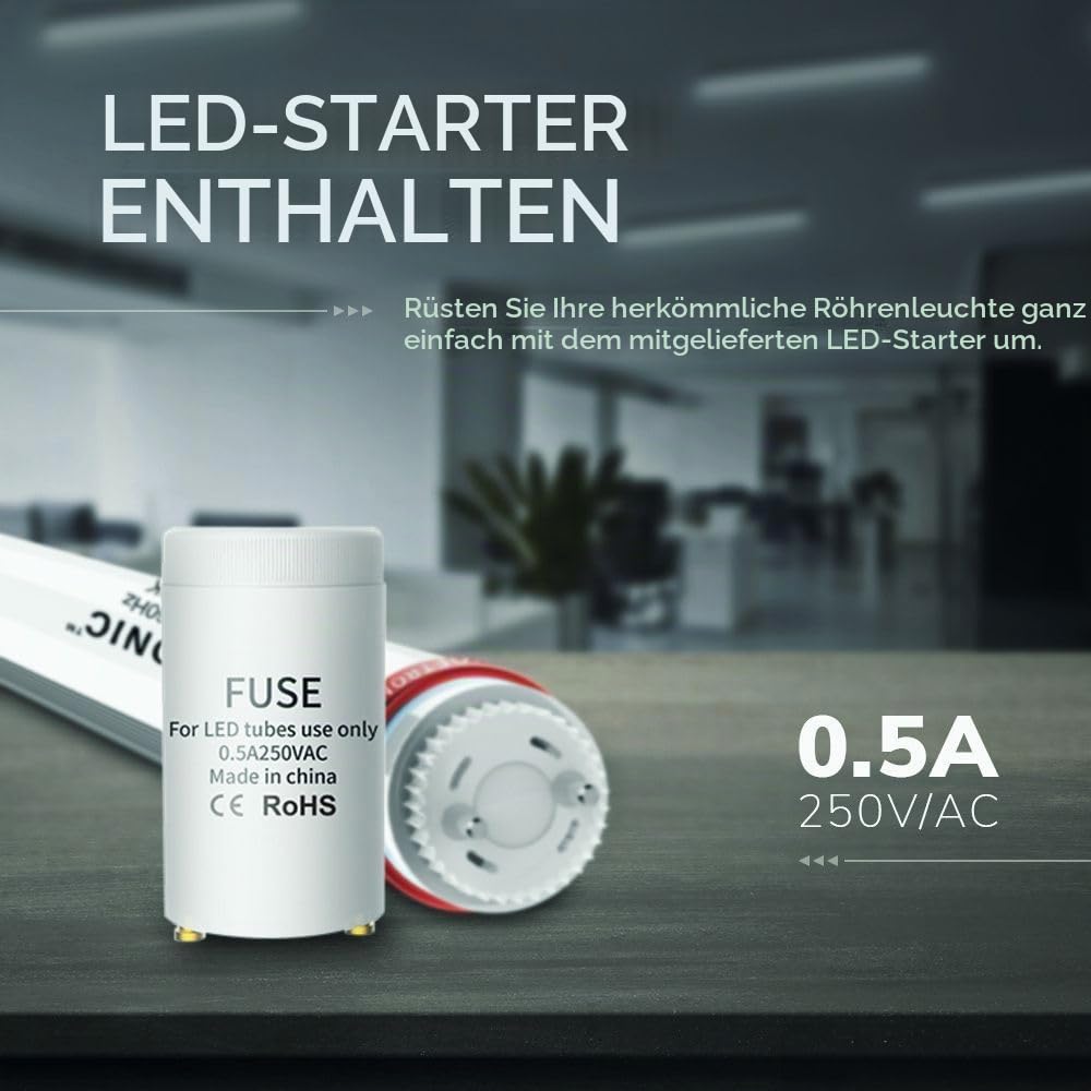HOFTRONIC - LED Röhre 150cm - 30 Watt 5250 Lumen (175lm/W) - T8 G13 - LED Leuchtstoffröhre Flimmerfrei - Tageslichtweiß 6000K Tube Röhrenlampe - Lebensdauer: 50.000 Stunden 5 Jahre Garantie