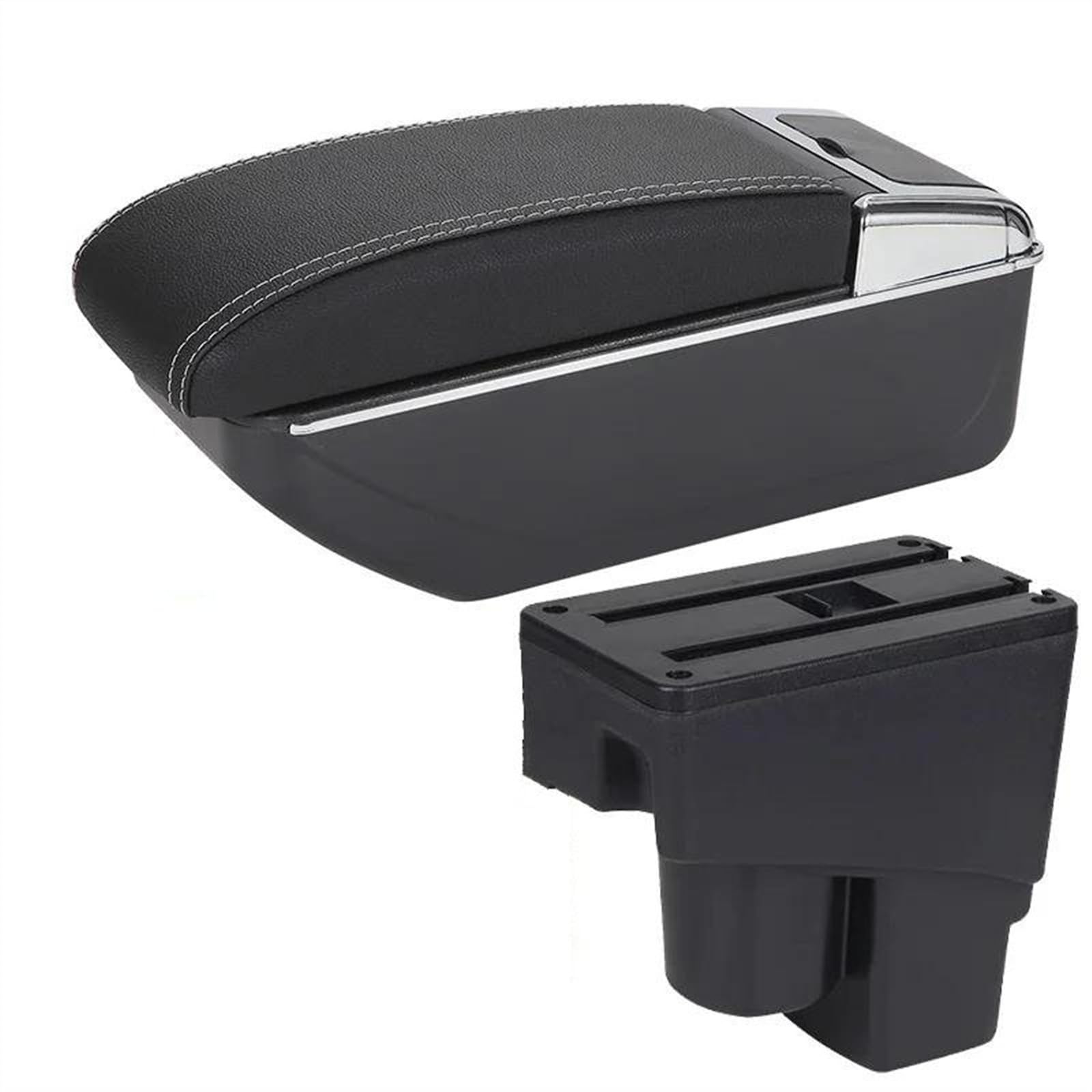 NOHEEU Car Armrest Box Retrofit Accessorie Storage Simple Installation For Fit For Jazz 1 2003-2007(C3 Black white NOUSB)