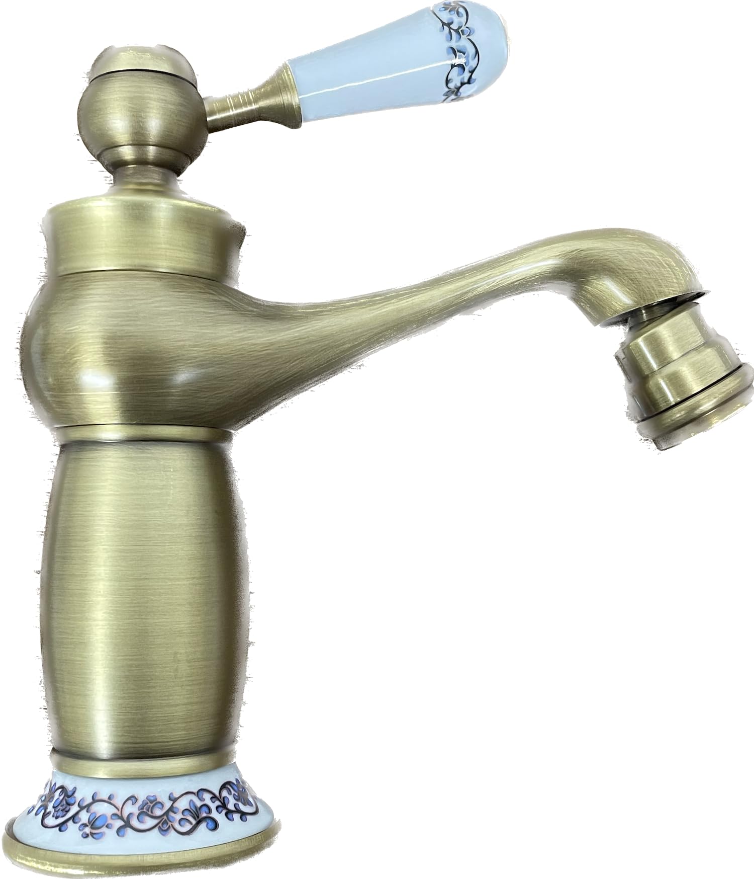 BAGNOCLIC - Miscelatore Bidet Vintage Ottone | Design Retro con Dettagli Simil-Ceramica | Snodo Orientabile | Finitura Bronzata Antica, Marrone, Ottone