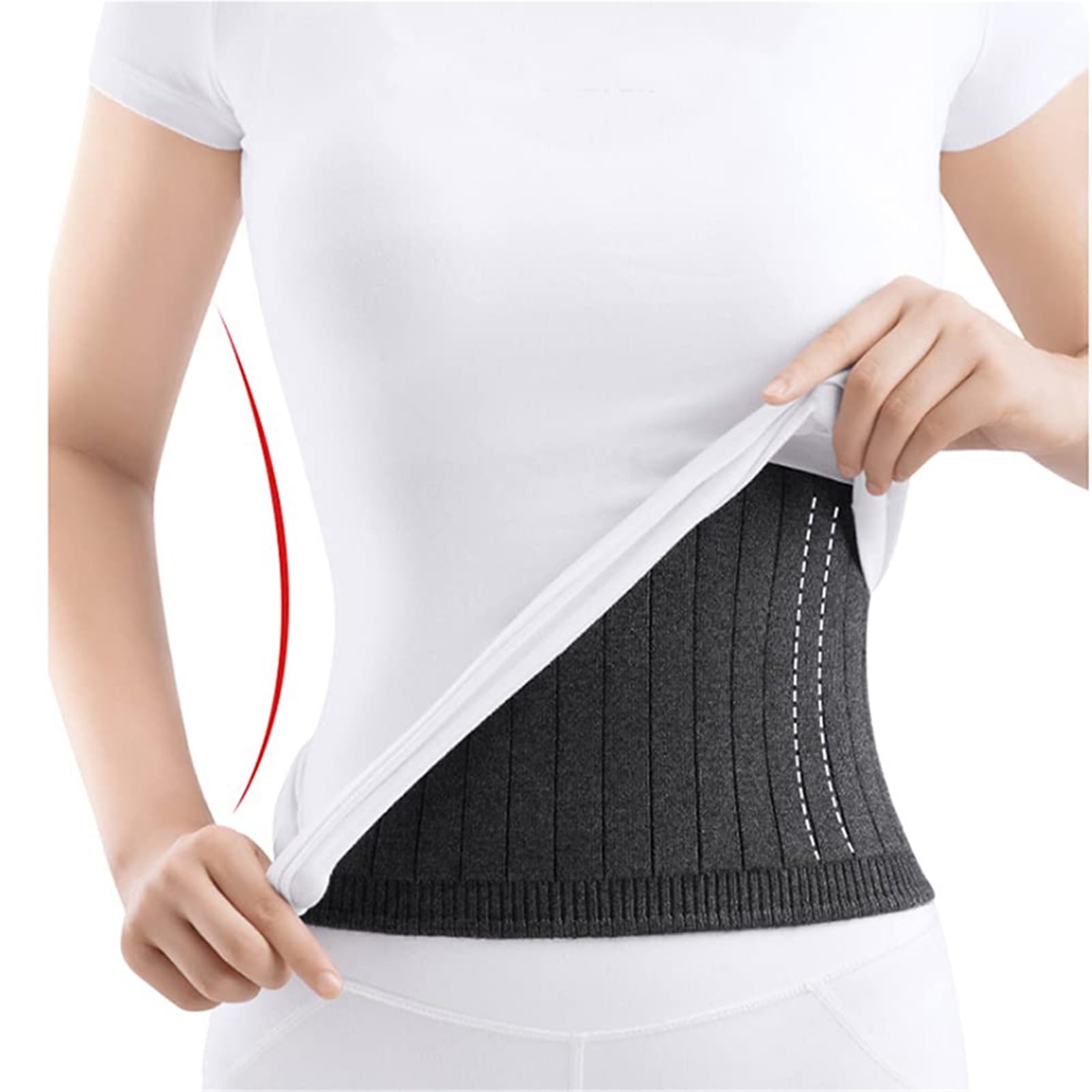Scaldareni Cintura elastica in vita più calda da 2 pezzi for la protezione addominale del tutore for il riscaldamento della schiena dello stomaco del rene freddo Fascia Lombare Lana