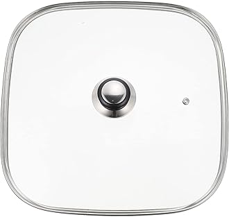 Square Glass Pot Lid Replacement with Handle Stainless Steel Anti Oil Splashing Cooking Lid Cover Thicken Cooking Lid Cover for Saute Pan Pots Pans Skillets B