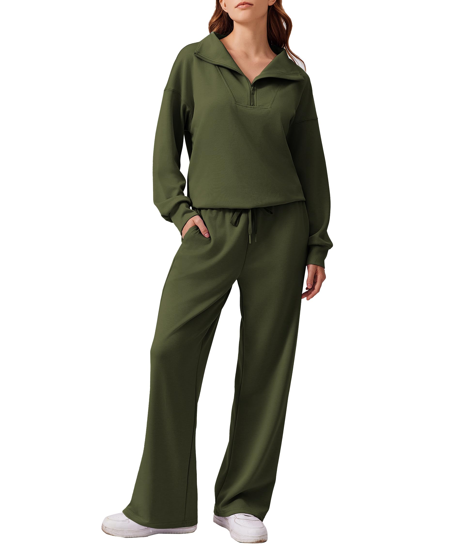 PINSPARK 2 Piece Sets for Women 2024 Fall Outfits Sweatsuit Oversized Sweatshirt Wide Leg Sweatpants Matching Set Tracksuit — view 10
