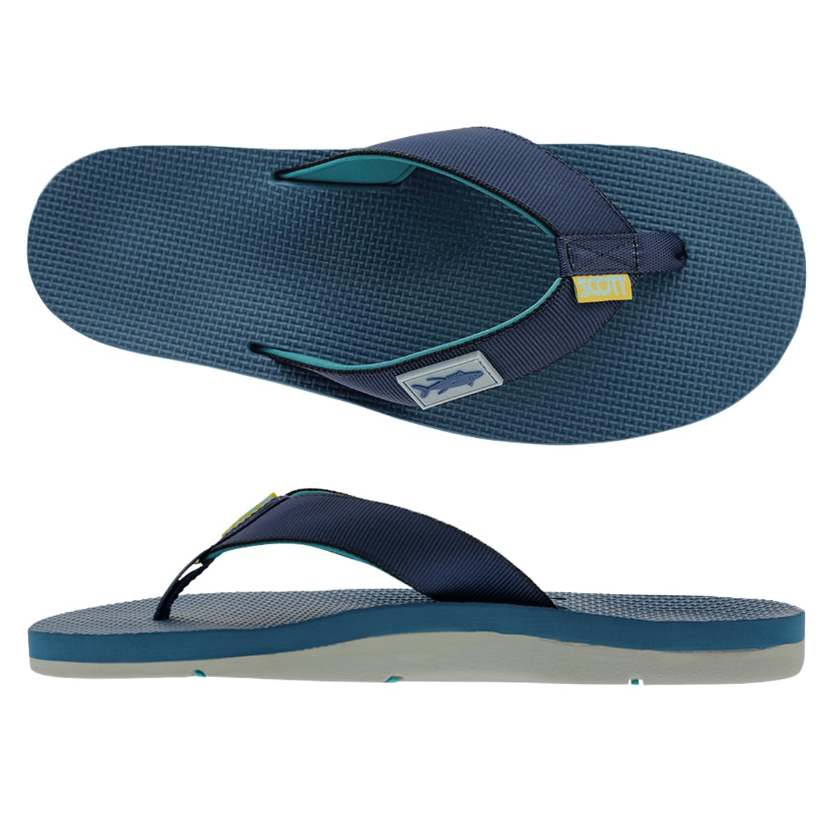 Scott Hawaii Men's Hanapa'a Sandal | Fish Flag Design | Neoprene Lined Strap | Molded Outsole With Arch Suport And Heel Cup | Non-marking No-slip |