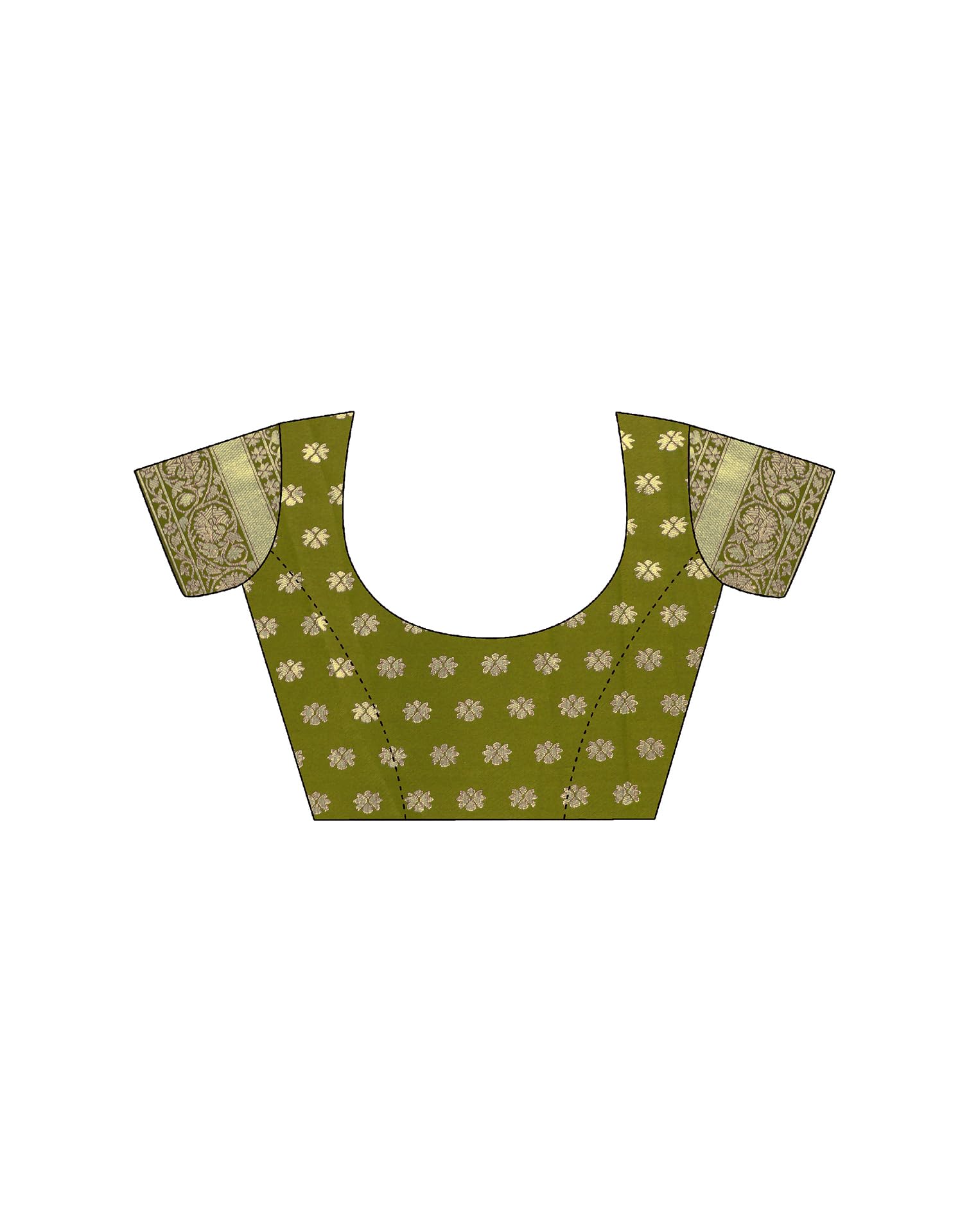 SIRIL Women's Banarasi Soft Silk Saree with Unstitched Blouse Piece (4181S123_Olive Green) - Image 7 thumbnail