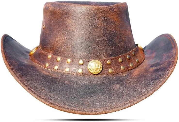 Leather Cowboy hat Also Worn as Outback hat Western Vintage Australian Hats for Men & Women - Image 3