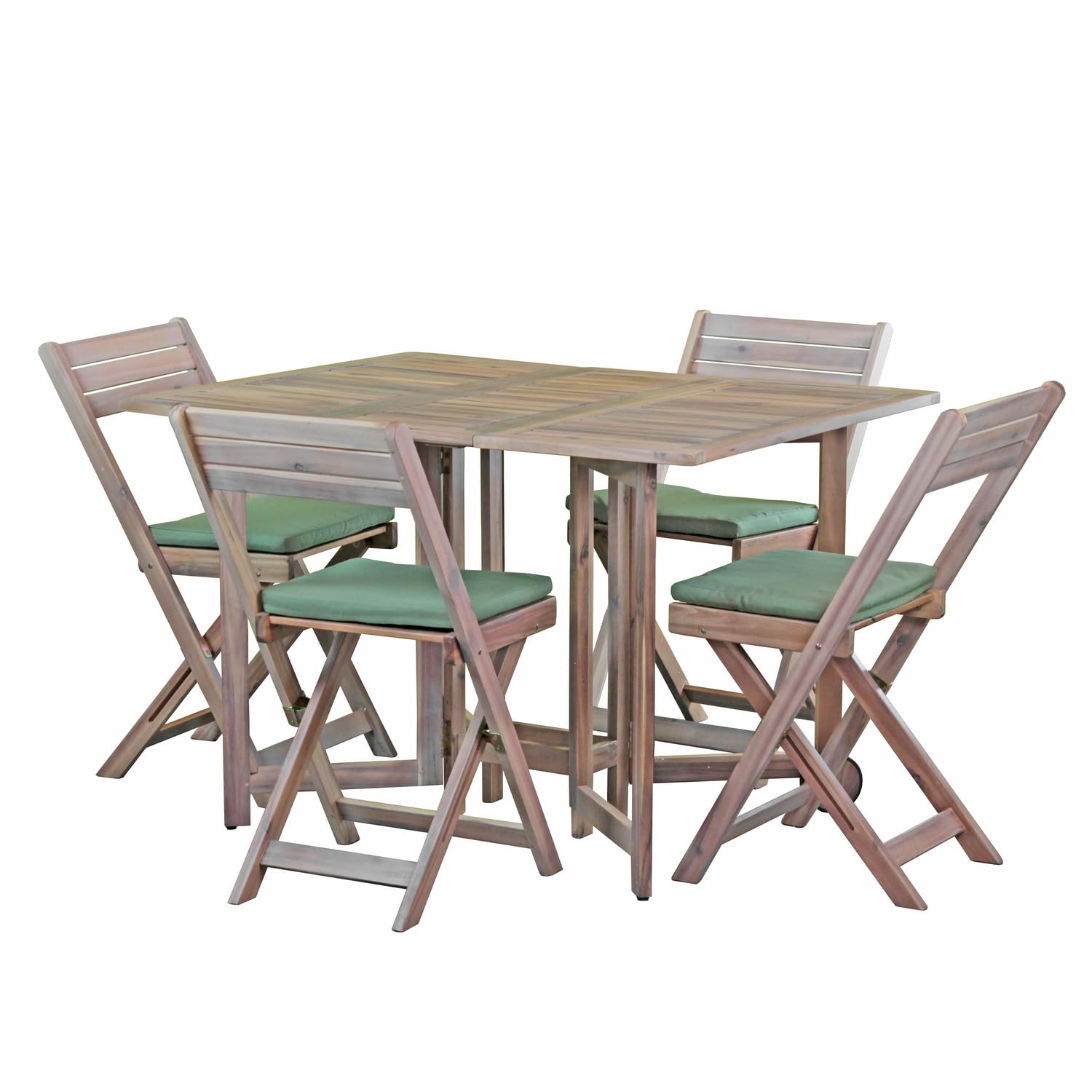 Brigros Estosa Set tavolo in legno da giardino Acacia 4 sedie pieghevole trasportabile