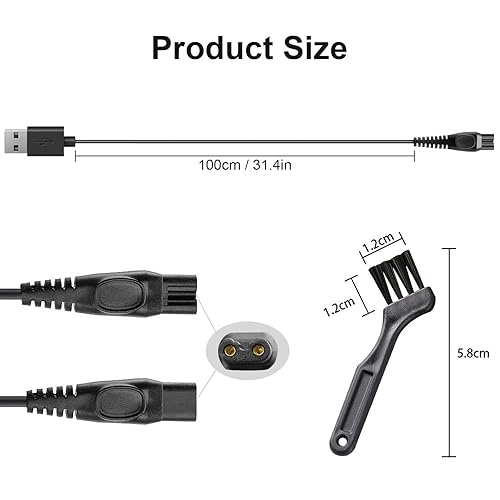 Miniatura 6 de LinMei Cable de carga USB apto para Philips Norelco QP2533 QP2520 QP2630 QP6510 QP6520 One Blade Trimmer HQ8505 HQ850 HQ840 Barbera Shaver 5V Cable