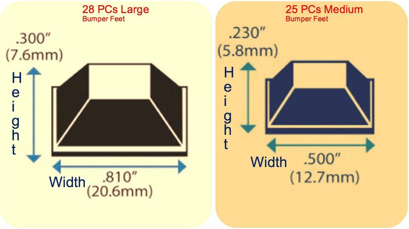 GorillaGrit Clear Tall Square & Round Adhesive Rubber Bumper Pads (20 Tall + 106 Round + 53 Feet) for Speakers, Furniture, Cabinet & Picture Frames