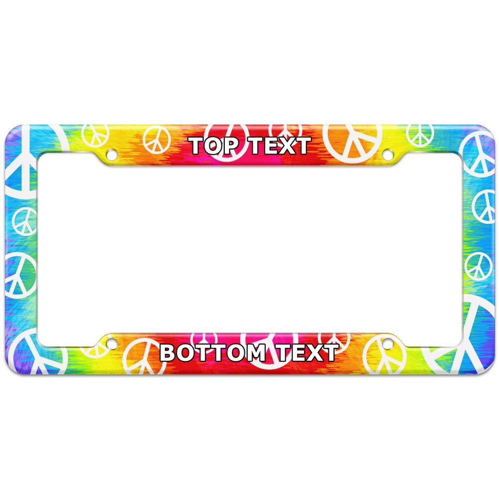 Graphics and More Personalized Custom Tie Dye Peace Hippie Rainbow Pattern License Plate Frame