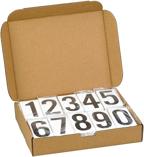 Kit de numeración de vinilo para letreros – 3.5 pulgadas de alto adhesivo permanente con parte trasera blanca con números negros – 50 calcomanías de