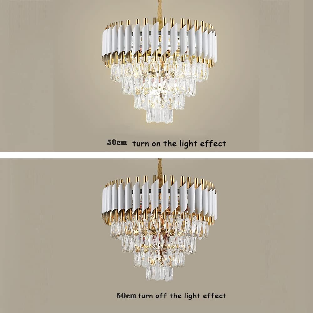Crystal Chandelier, 20 inch Modern Ceiling Lights Flush Mount Gold Pendant Light Fixture for Bedroom Living Room Dining Indoor Lighting,Hanging Lamp Close to Ceiling Light,Included Bulb