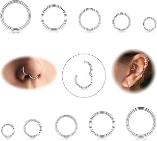 Diamday 10 Stück 6-12mm 316L Stahl Nasenringe Septum Piercing Knorpel Hoops Segmentring Körper Piercing Nase Hoop Lippenringe Helix Ohrringe Für Frauen Männer