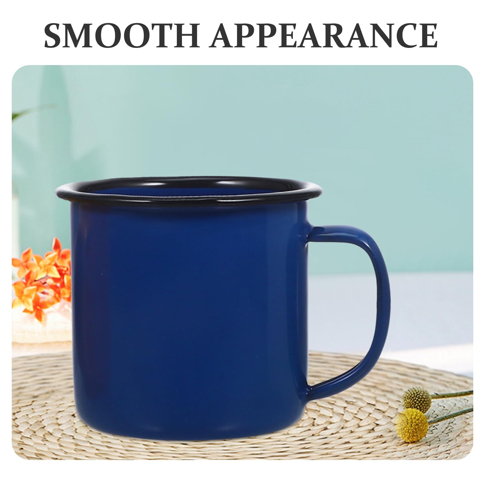 BESTonZON Juego de 6 tazas de esmalte, tazas de café, tazas de café con asa para exterior/camping y regalo (color aleatorio)